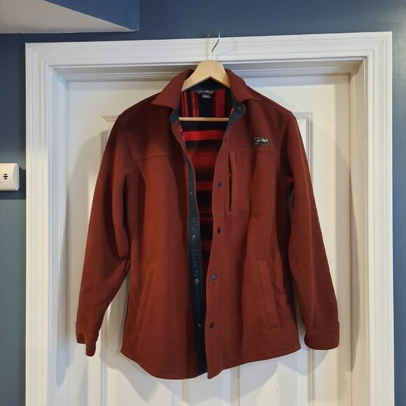 Eddie Bauer Other - Eddie Bauer Shirt Jacket Shacket Mens Small Fleece Snap Up Aztec Southwest *Flaw